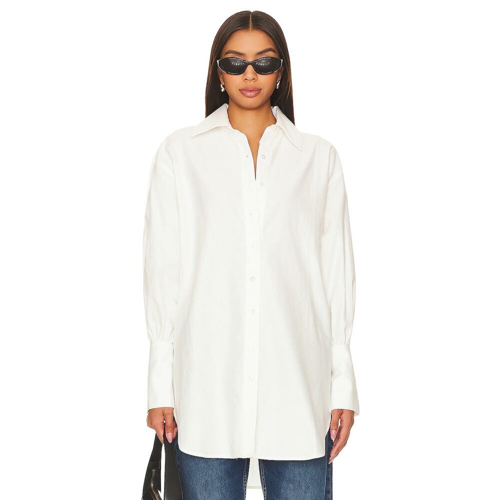 The Line by K Klein Long Sleeve Shirt Cotton Oversized Minimalist Basic White XS